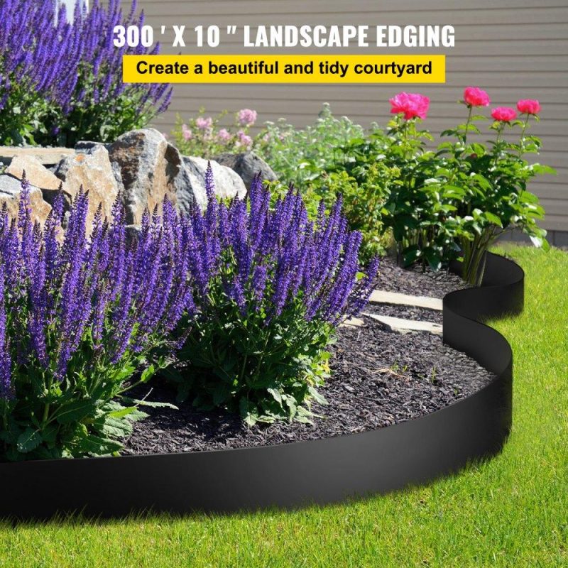 Pools & Spas | Landscape Edging, 10 inch Depth 300 ft Total Length, Recycled HDPE Coiled Terrace Board, Flexible Bender Border for Landscaping, Lawn, Garden, Yard, Against Invading Weeds, Black Lawn & Garden Pools & Spas