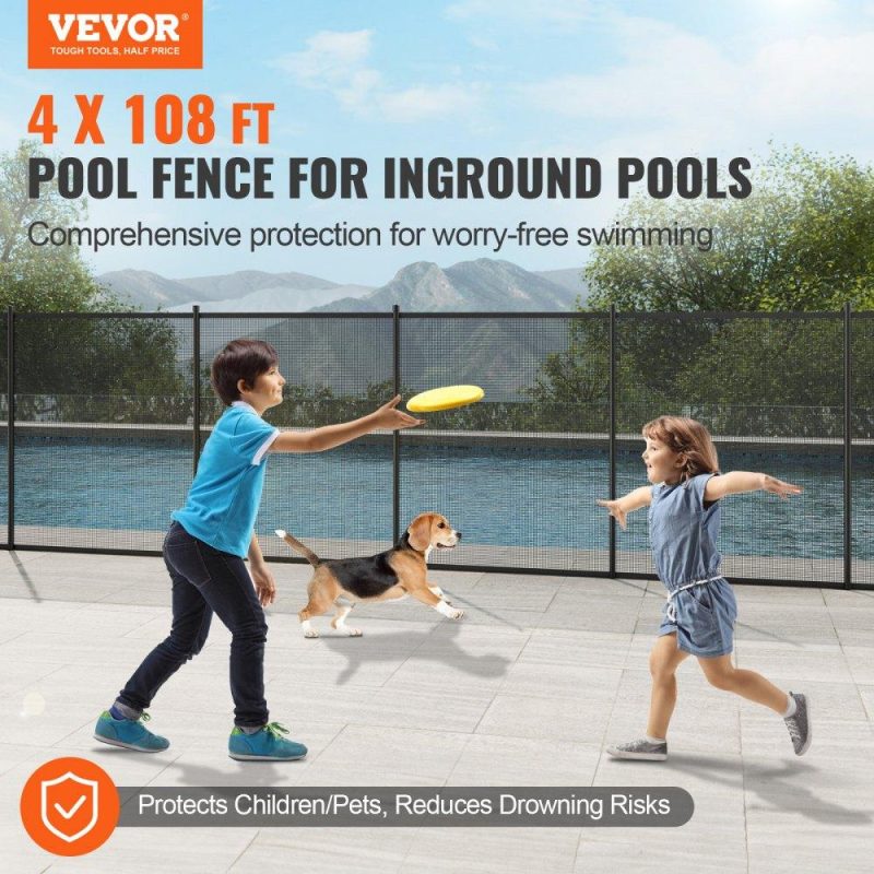 Pools & Spas | Pool Fence, 4 x 108 FT Pool Fences for Inground Pools, Removable Child Safety Pool Fencing, Easy DIY Installation Swimming Pool Fence, 340gms Teslin PVC Pool Fence Mesh Protects Kids and Pets Lawn & Garden Pools & Spas