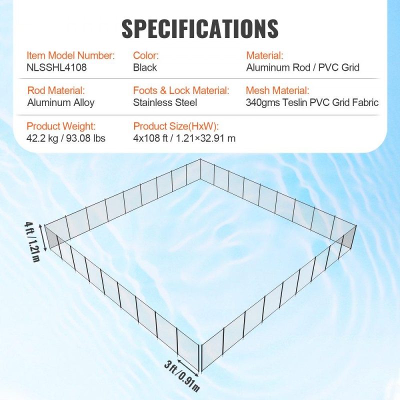 Pools & Spas | Pool Fence, 4 x 108 FT Pool Fences for Inground Pools, Removable Child Safety Pool Fencing, Easy DIY Installation Swimming Pool Fence, 340gms Teslin PVC Pool Fence Mesh Protects Kids and Pets Lawn & Garden Pools & Spas