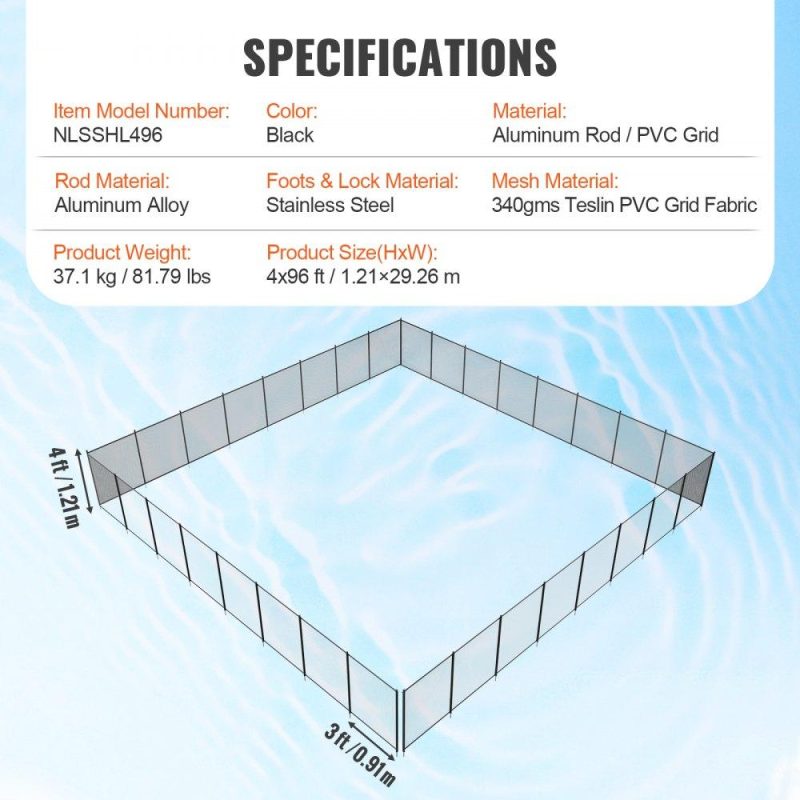 Pools & Spas | Pool Fence, 4 x 96 FT Pool Fences for Inground Pools, Removable Child Safety Pool Fencing, Easy DIY Installation Swimming Pool Fence, 340gms Teslin PVC Pool Fence Mesh Protects Kids and Pets Lawn & Garden Pools & Spas