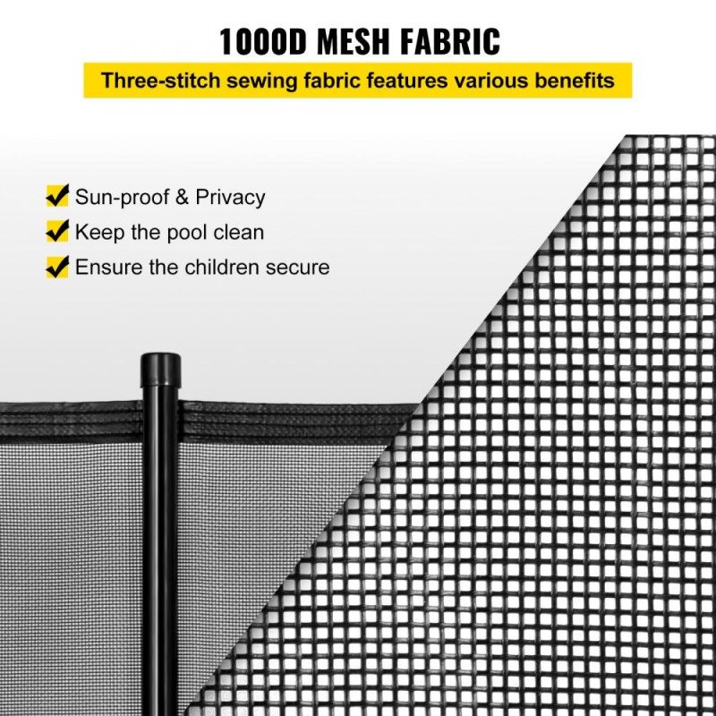 Pools & Spas | Pool Fence for Inground Pools, 4′ x 12′ – Pool Fence, Black Mesh Barrier – Removable DIY Pool Fencing, with Section Kit (4′ x 12′) Lawn & Garden Pools & Spas