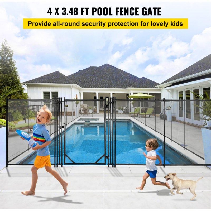 Pools & Spas | Pool Fence Gate 4×3.48 ft, Pool Safety Fence Gate Kit 1000D Powder Coated Aluminum Pipe, Pool Fences for In ground Pools 340gsm Grid Cloth Life Saver Pool Fence Lawn & Garden Pools & Spas