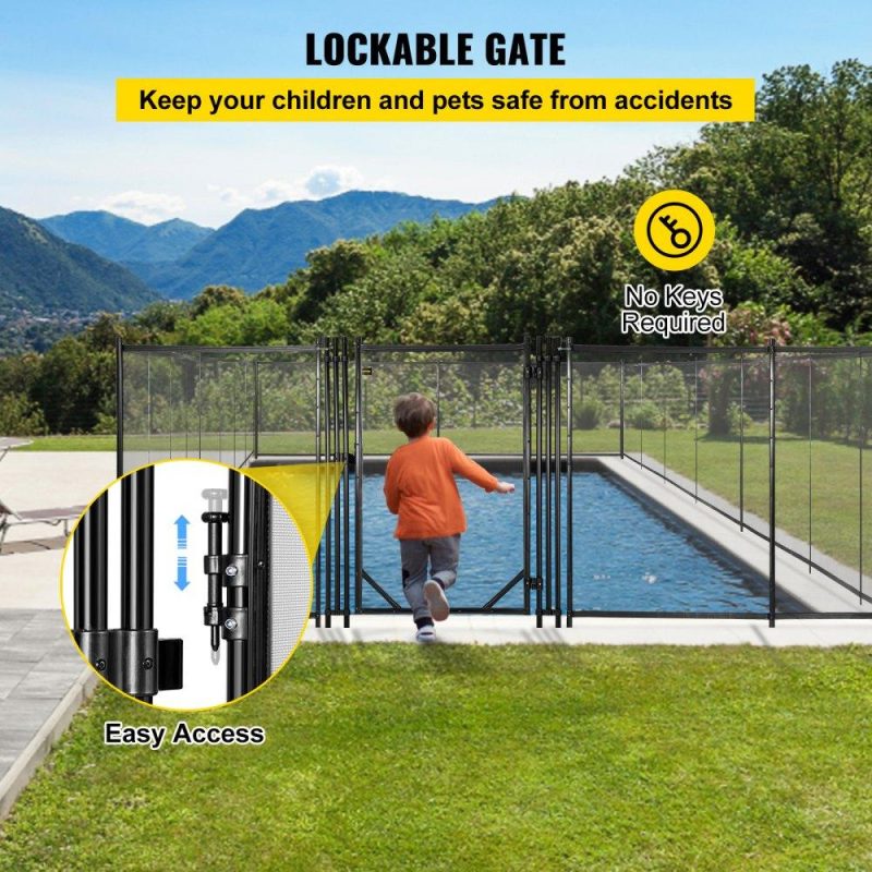 Pools & Spas | Pool Fence Gate 4×3.48 ft, Pool Safety Fence Gate Kit 1000D Powder Coated Aluminum Pipe, Pool Fences for In ground Pools 340gsm Grid Cloth Life Saver Pool Fence Lawn & Garden Pools & Spas