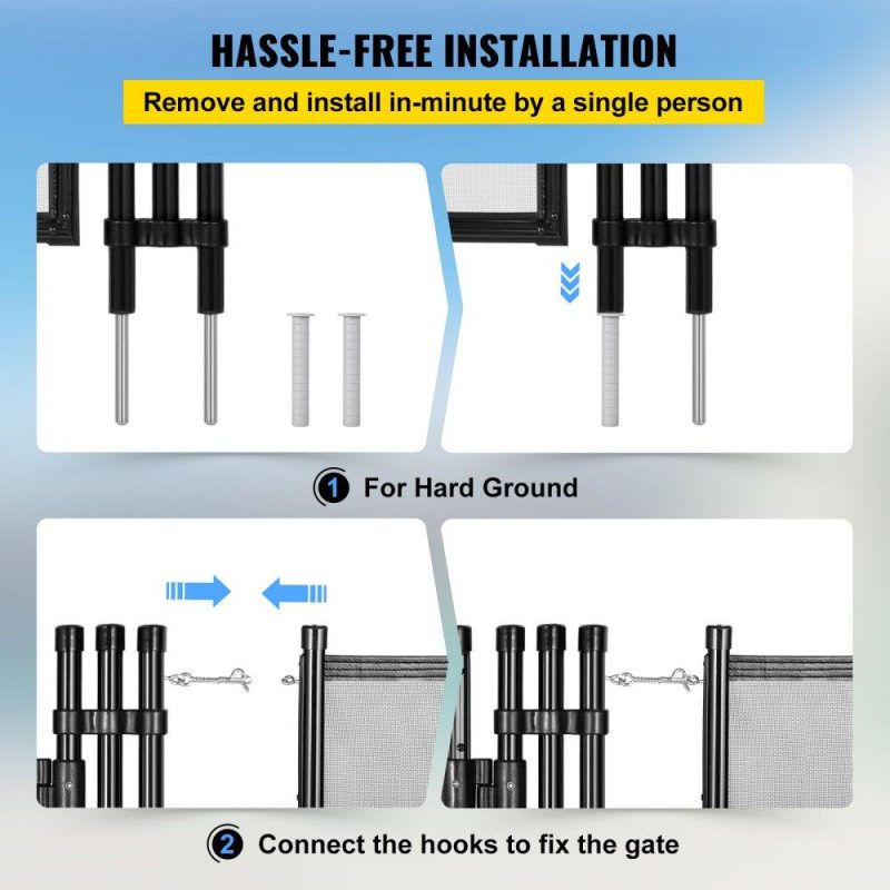 Pools & Spas | Pool Fence Gate 4×3.48 ft, Pool Safety Fence Gate Kit 1000D Powder Coated Aluminum Pipe, Pool Fences for In ground Pools 340gsm Grid Cloth Life Saver Pool Fence Lawn & Garden Pools & Spas