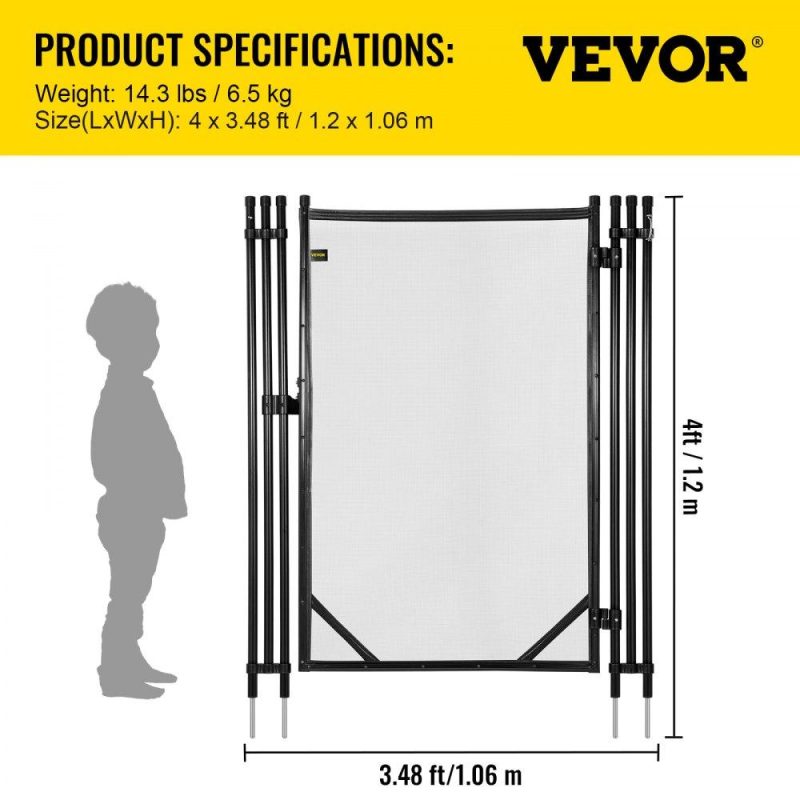 Pools & Spas | Pool Fence Gate 4×3.48 ft, Pool Safety Fence Gate Kit 1000D Powder Coated Aluminum Pipe, Pool Fences for In ground Pools 340gsm Grid Cloth Life Saver Pool Fence Lawn & Garden Pools & Spas