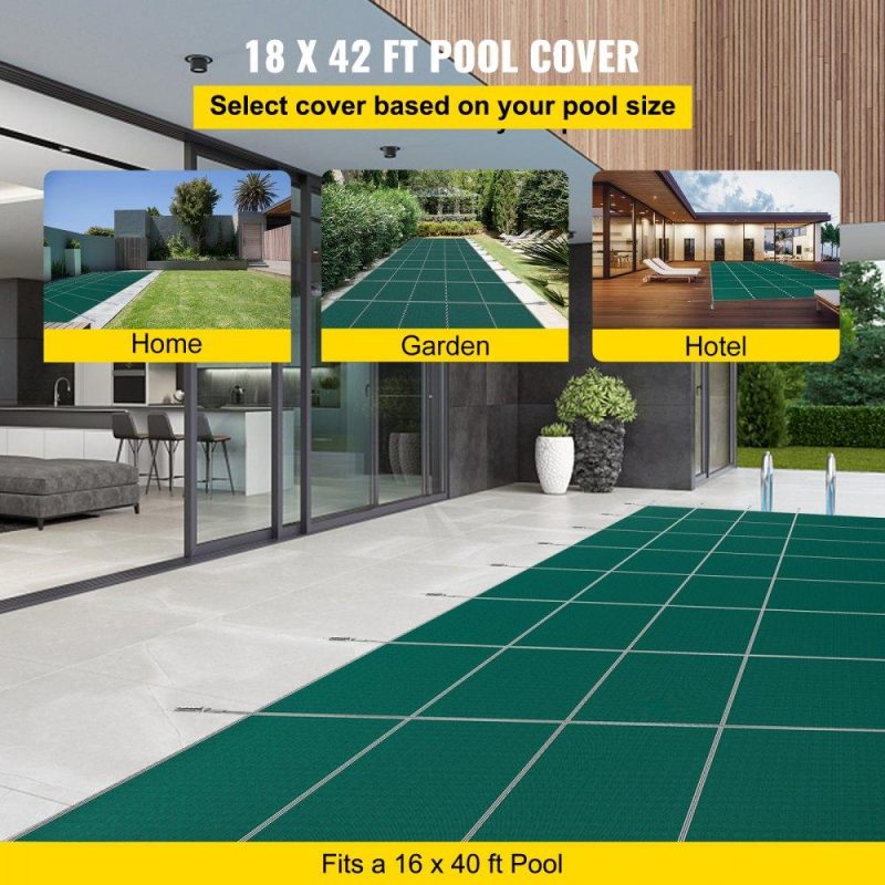 Pools & Spas | Pool Safety Cover 16×40 ft, Inground Pool Cover Fit for PP Material, Rectangle Inground Safety Pool Cover Green, Mesh Solid Pool Safety Cover for Swimming Pool Winter Safety Cover Lawn & Garden Pools & Spas