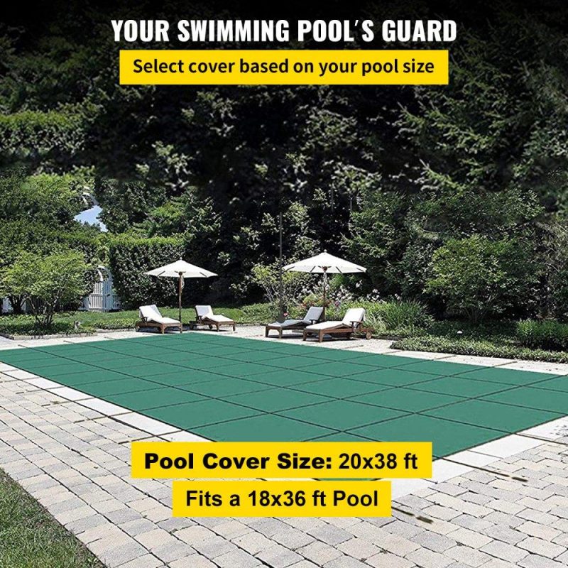 Pools & Spas | Pool Safety Cover Fits 20 x 38 ft Rectangle Inground Safety Pool Cover Green Mesh Solid Pool Safety Cover for Swimming Pool Winter Safety Cover Lawn & Garden Pools & Spas