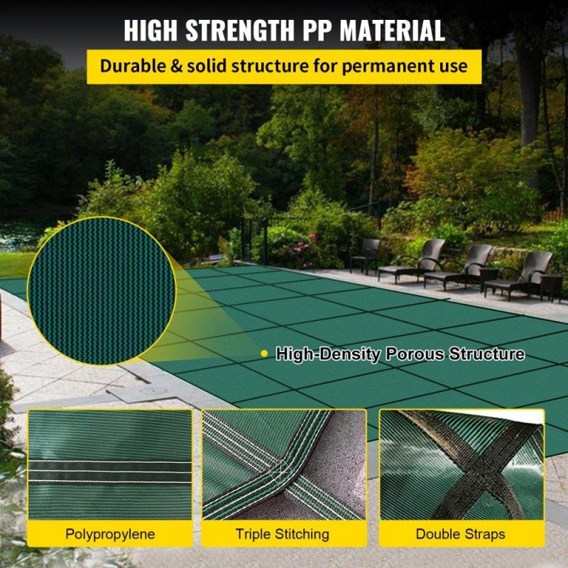 Pools & Spas | Pool Safety Cover Fits 20 x 38 ft Rectangle Inground Safety Pool Cover Green Mesh Solid Pool Safety Cover for Swimming Pool Winter Safety Cover Lawn & Garden Pools & Spas