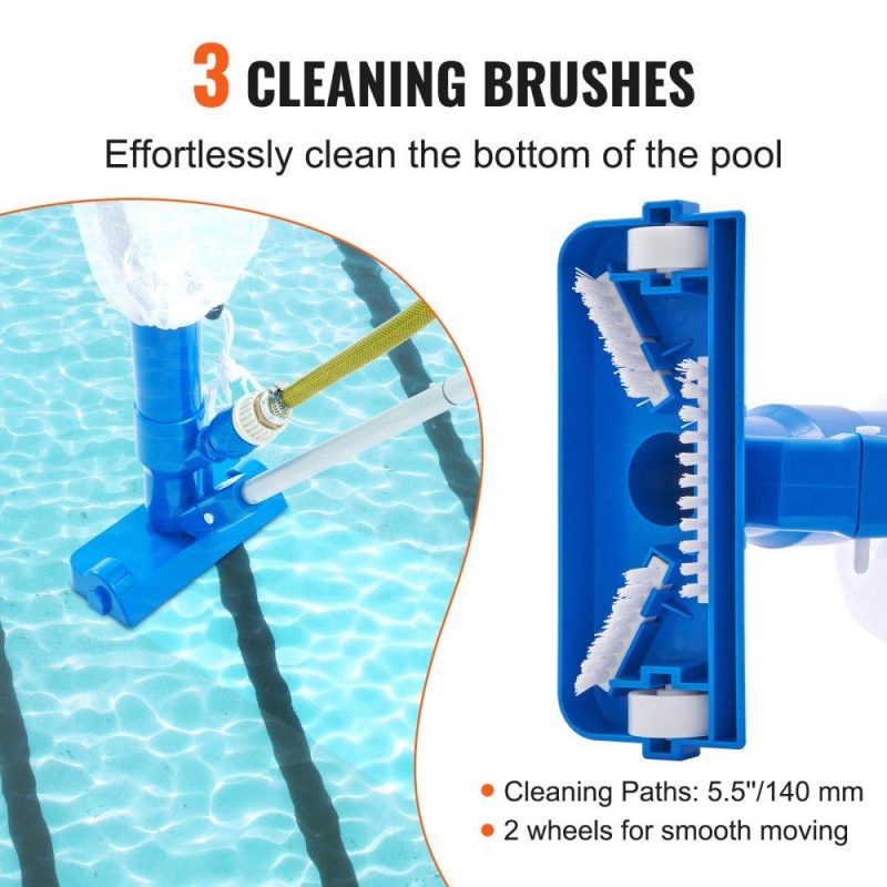 Pools & Spas | Portable Pool Vacuum, Handheld Pool Vacuum Cleaner with 3 Scrub Brushes & 56″ 6 Sections Pole, Swimming Pool Jet Cleaner for Above Ground Pool, Inflatable Pool, Spas, Ponds & Fountains Lawn & Garden Pools & Spas