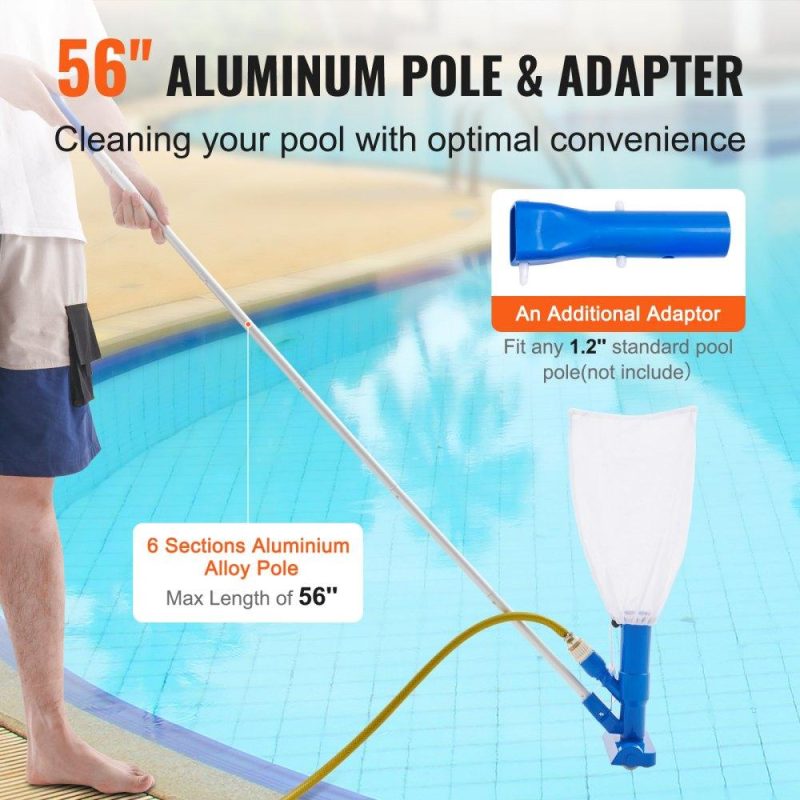 Pools & Spas | Portable Pool Vacuum, Handheld Pool Vacuum Cleaner with 3 Scrub Brushes & 56″ 6 Sections Pole, Swimming Pool Jet Cleaner for Above Ground Pool, Inflatable Pool, Spas, Ponds & Fountains Lawn & Garden Pools & Spas