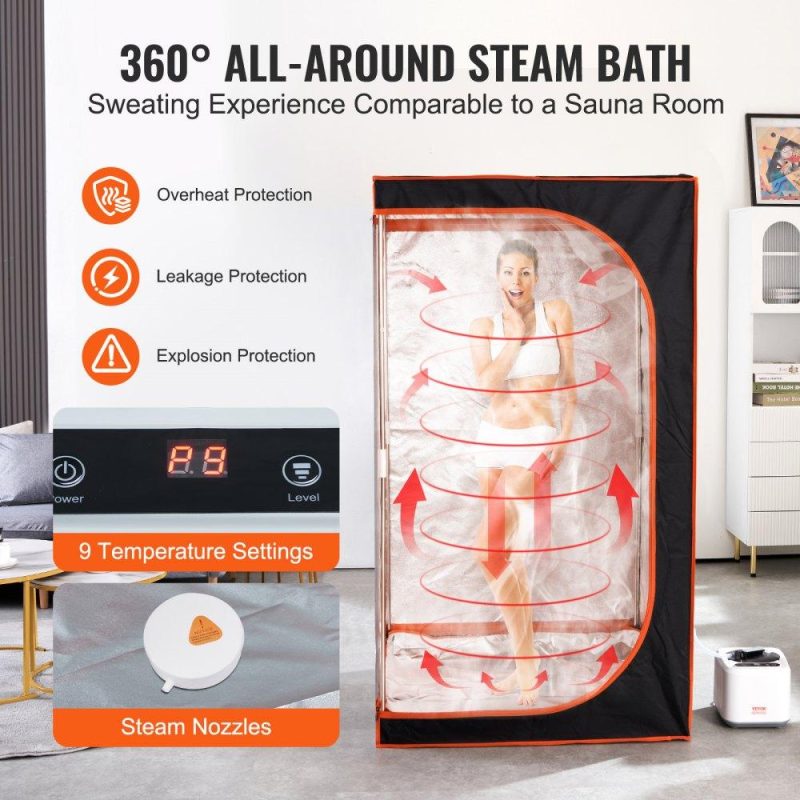 Pools & Spas | Portable Steam Sauna Tent Full Size, 1000W Personal Sauna Blanket Kit for Home Spa, Detoxify & Soothing Heated Body Therapy, Time & Temperature Remote Control With Floor  Mat Lawn & Garden Pools & Spas