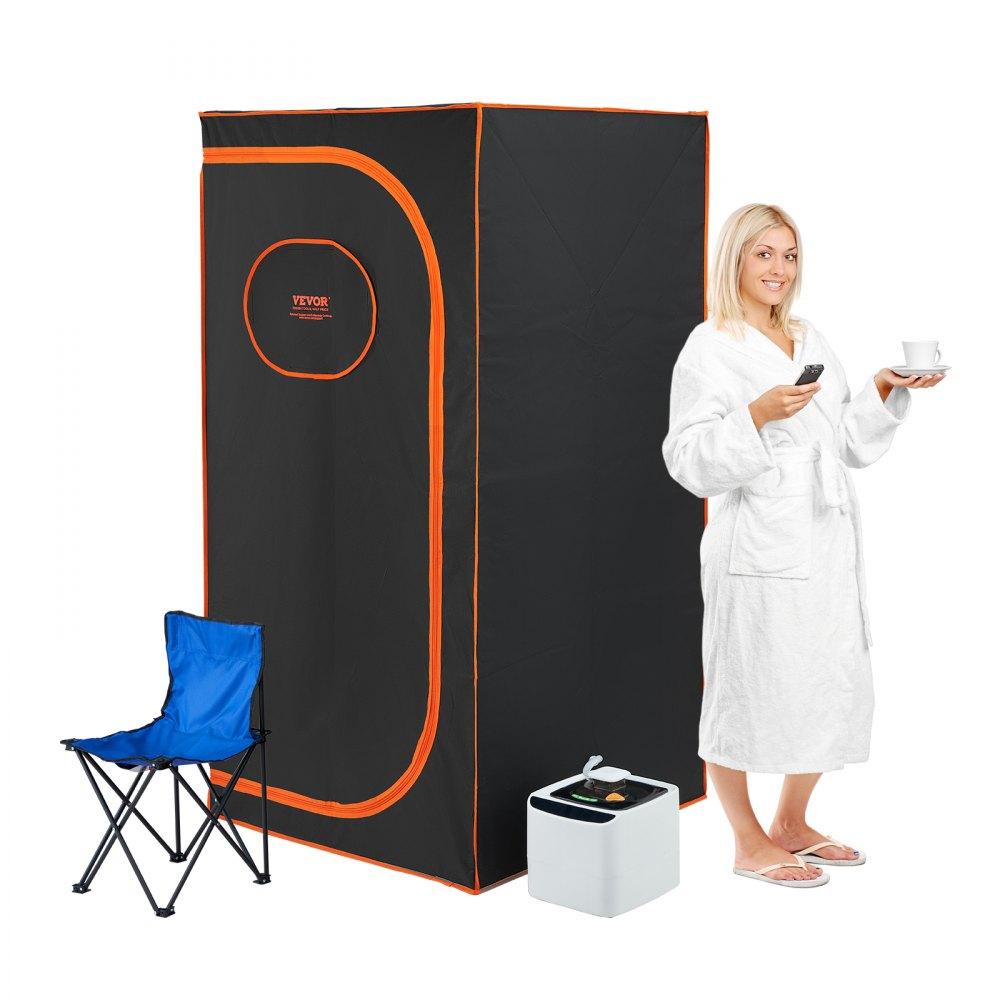 Pools & Spas | Portable Steam Sauna Tent Full Size, 1600W Personal Sauna Blanket Kit for Home Spa, Detoxify & Soothing Heated Body Therapy, Time & Temperature Remote Control With Chair & Floor Mat, Black Lawn & Garden Pools & Spas