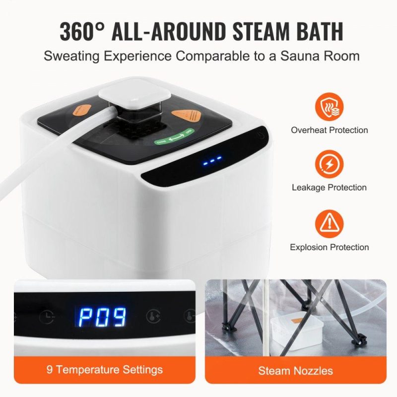 Pools & Spas | Portable Steam Sauna Tent Full Size, 1600W Personal Sauna Blanket Kit for Home Spa, Detoxify & Soothing Heated Body Therapy, Time & Temperature Remote Control With Chair & Floor Mat, Black Lawn & Garden Pools & Spas