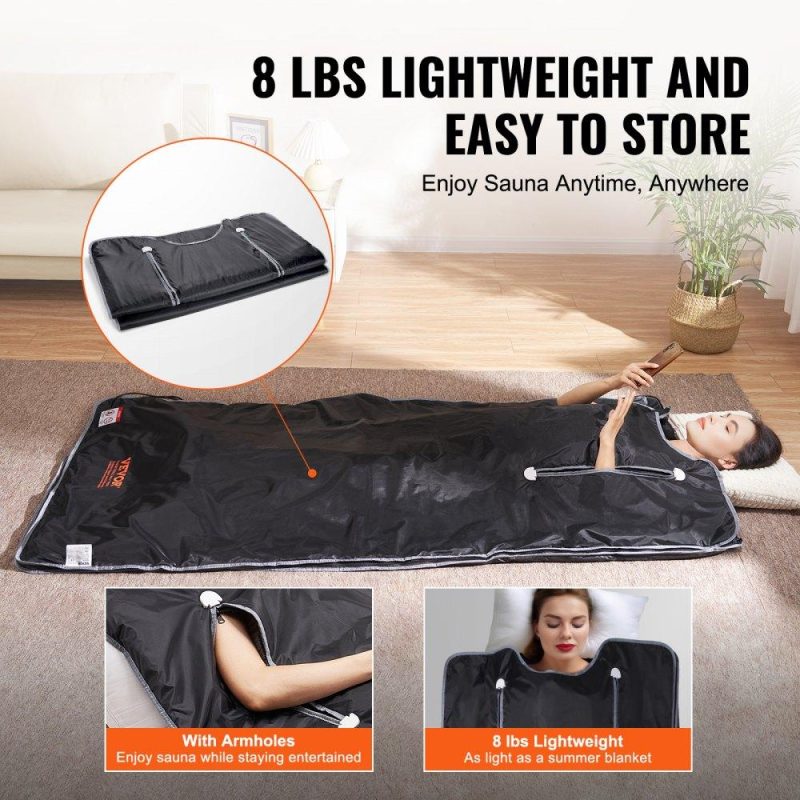 Pools & Spas | Sauna Blanket for Detoxification, Portable Far Infrared Sauna for Home, Oxford Sauna Bag w/ Arm Holes & Carbon Fiber Heating, 1-6 Level Adjustable Temp 95-176℉, 5-60 Minutes Timer, 75 x 35 in Lawn & Garden Pools & Spas