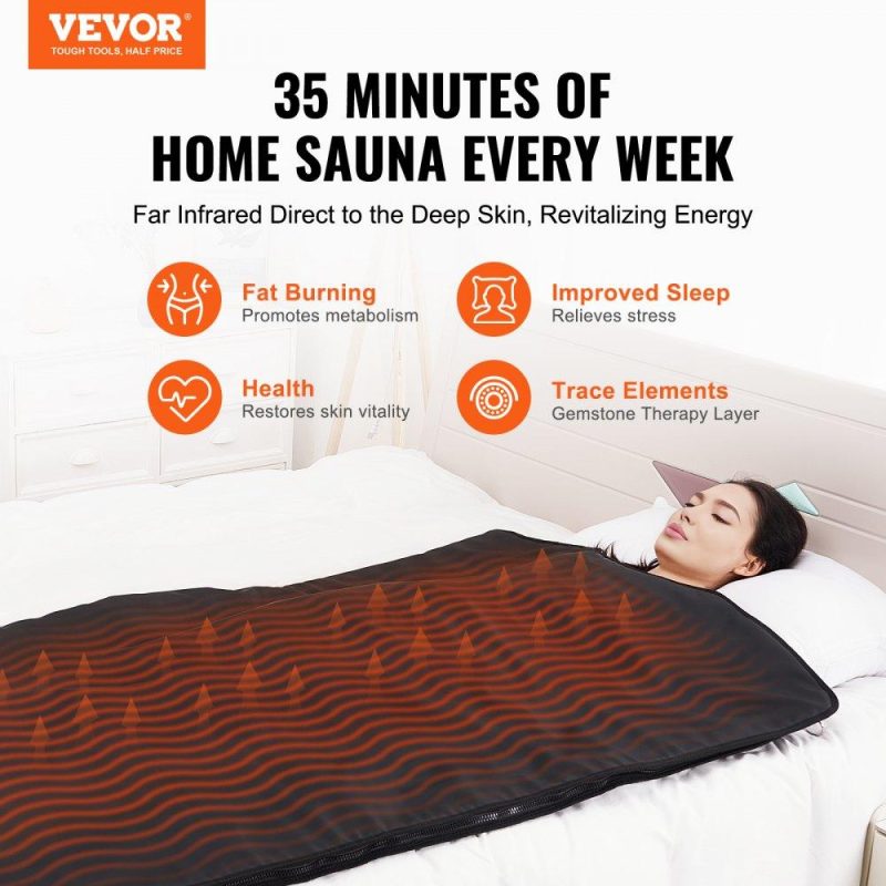 Pools & Spas | Sauna Blanket for Detoxification, Portable Far Infrared Sauna for Home, PU Sauna Bag w/  Therapy Stones & Carbon Fiber Heating, 1-6 Level Adjustable Temp 95-185℉, 1-60 Minutes Timer, 75 x 35in Lawn & Garden Pools & Spas