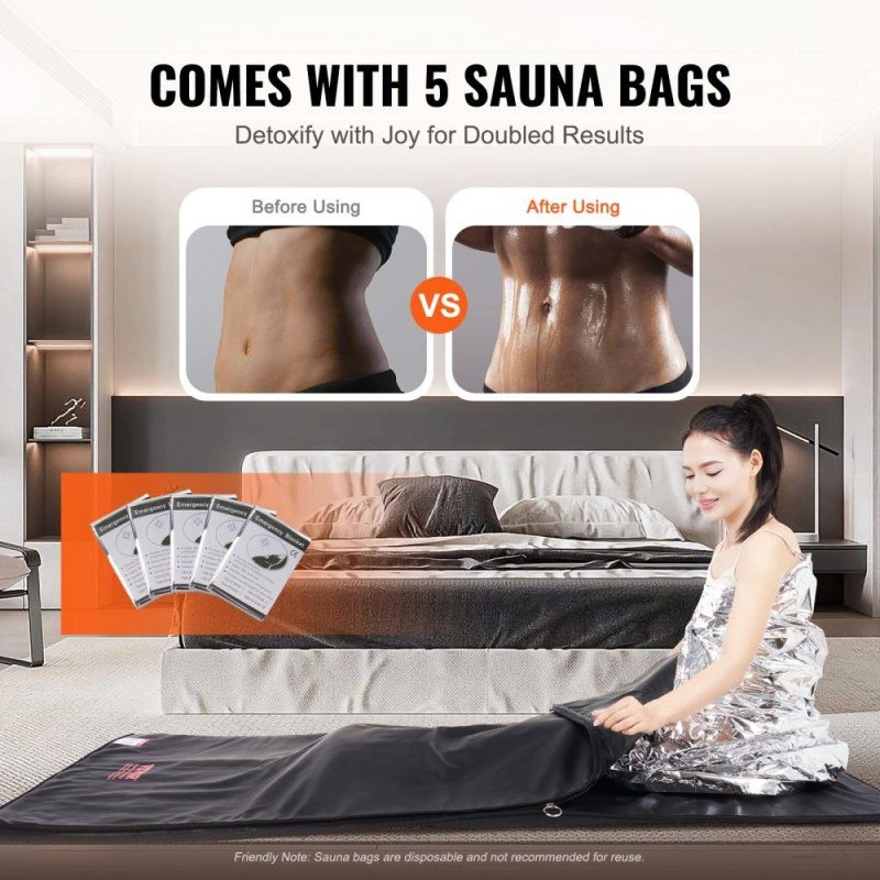 Pools & Spas | Sauna Blanket for Detoxification, Portable Far Infrared Sauna for Home Relaxation, 1-6 Level Adjustable Temprature Rannge 95-185℉, 1-60 Minutes Timer, Far Infrared Carbon Heating Sauna Bag Lawn & Garden Pools & Spas