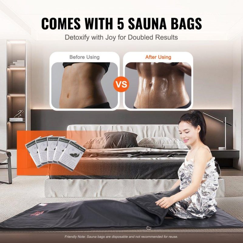 Pools & Spas | Sauna Blanket for Detoxification, Portable Far Infrared Sauna for Home with Arm Holes for Comfort, 1-6 Level Adjustable Temprature Rannge 95-185℉, 1-60 Minutes Timer, Carbon Fiber Heating Lawn & Garden Pools & Spas