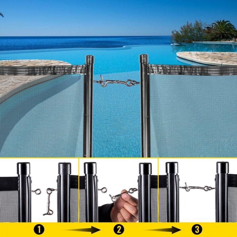 Pools & Spas | Sentry Security Pool Fence 4x12ft Removable Pool Fence Hole Size 1.1x 3.5in Pool Fences for Inground Pools 11 Sleeves Pool Fence Diy by Life Saver Fencing Section Kit Black Lawn & Garden Pools & Spas