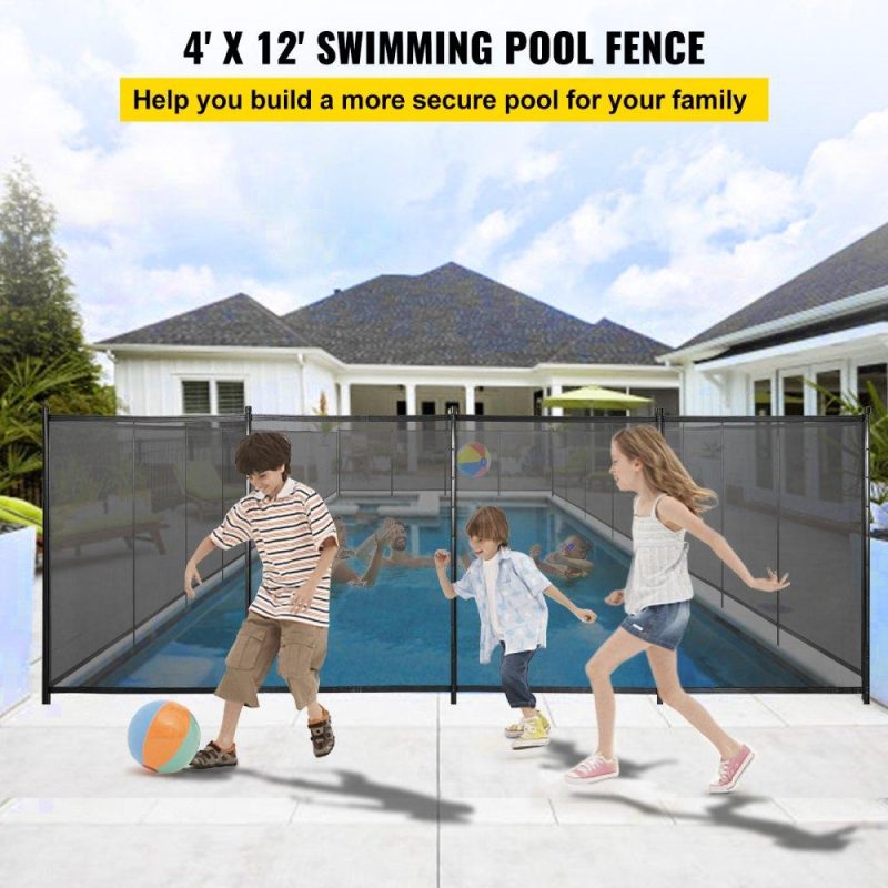 Pools & Spas | Swimming Pool Fence, 4*12FT Pool Safety Fence for Inground Pools, Removable Pool Fence DIY by Life Saver Fencing Section Kit, Outdoor Mesh Pool Fence for Child Safety, Easy Installation, Black Lawn & Garden Pools & Spas