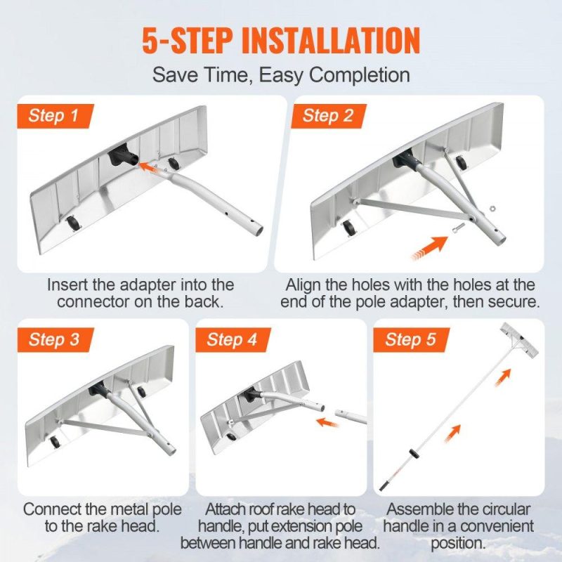 Snow & Ice Removal Equipment | Snow Roof Rake, 25″ Blade Snow Removal Tool, 21ft Reach Aluminium Roof Shovel, Roll Wheels for Roof Protection, Anti-Slip Handle Grip, Easy to Setup & Use for House Roof, Car Snow, Wet Leaves Lawn & Garden Snow & Ice Removal Equipment