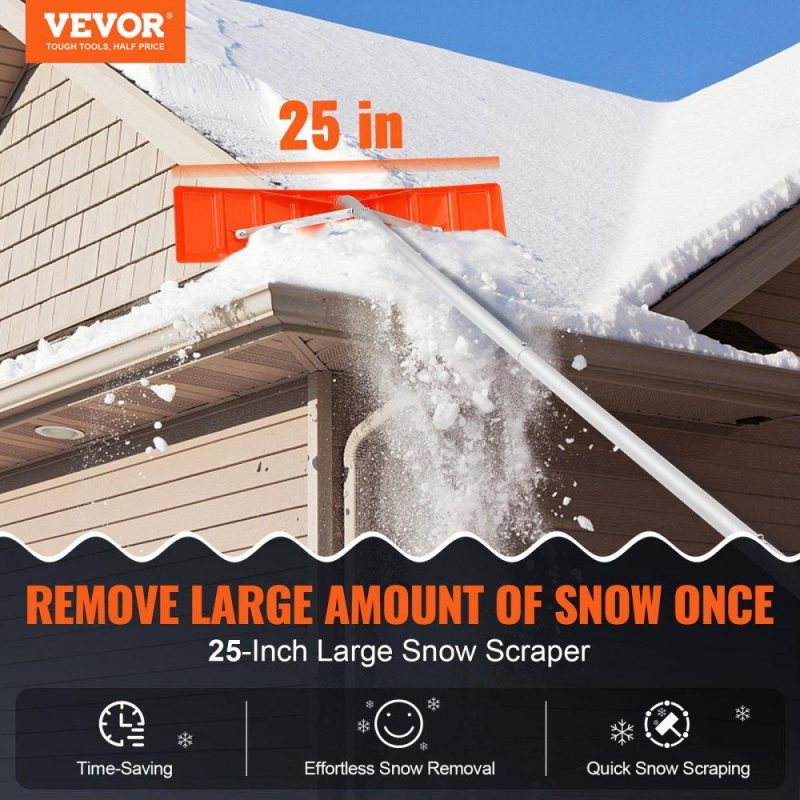 Snow & Ice Removal Equipment | Snow Roof Rake, 25″ Plastic Blade Snow Removal Tool, 21ft Reach Aluminium Handle, Superior Roof Shovel with Anti-Slip Handle Grip, Easy to Setup & Use for House Roof, Car Snow, Wet Leaves Lawn & Garden Snow & Ice Removal Equipment