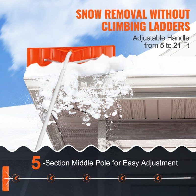 Snow & Ice Removal Equipment | Snow Roof Rake, 25″ Plastic Blade Snow Removal Tool, 21ft Reach Aluminium Handle, Superior Roof Shovel with Anti-Slip Handle Grip, Easy to Setup & Use for House Roof, Car Snow, Wet Leaves Lawn & Garden Snow & Ice Removal Equipment