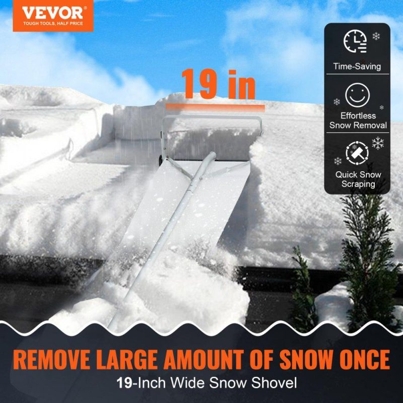 Snow & Ice Removal Equipment | Snow Roof Rake, 30ft Reach Aluminium Roof Shovel with Slide Cloth, Premium 19″ Blade Snow Removal Tool, Safe on Roof with Roll Wheels, Anti-Slip Handle, Use for House Roof, Car Snow, Wet Leaves Lawn & Garden Snow & Ice Removal Equipment