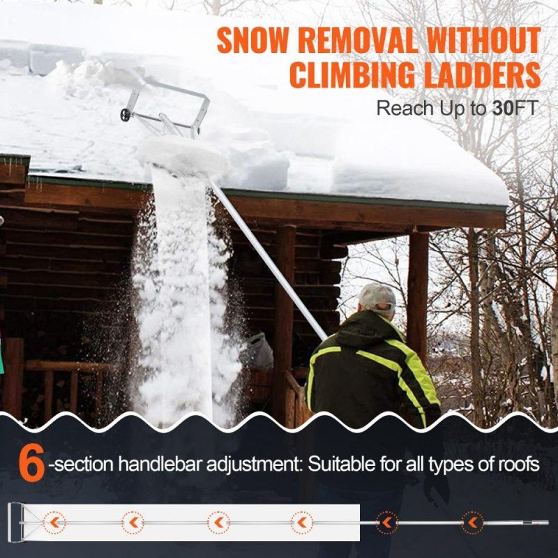 Snow & Ice Removal Equipment | Snow Roof Rake, 30ft Reach Aluminium Roof Shovel with Slide Cloth, Premium 19″ Blade Snow Removal Tool, Safe on Roof with Roll Wheels, Anti-Slip Handle, Use for House Roof, Car Snow, Wet Leaves Lawn & Garden Snow & Ice Removal Equipment