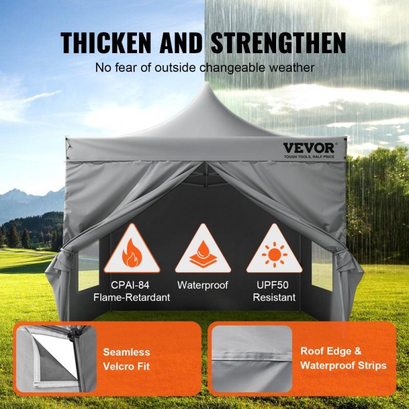 Tents | 10×10 FT Pop up Canopy with Removable Sidewalls, Instant Canopies Portable Gazebo & Wheeled Bag, UV Resistant Waterproof, Enclosed Canopy Tent for Outdoor Events, Patio, Backyard, Party, Camping Dark Grey Lawn & Garden Dark Grey