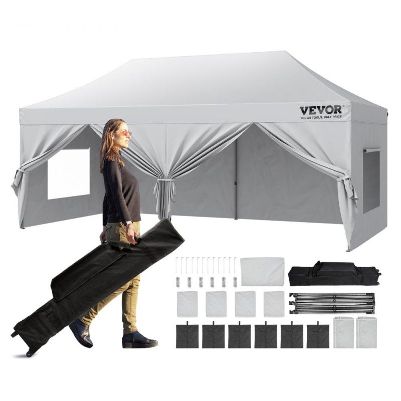 Tents | 10×20 FT Pop up Canopy with Removable Sidewalls, Instant Canopies Portable Gazebo & Wheeled Bag, UV Resistant Waterproof, Enclosed Canopy Tent for Outdoor Events, Patio, Backyard, Party, Parking White Lawn & Garden Tents