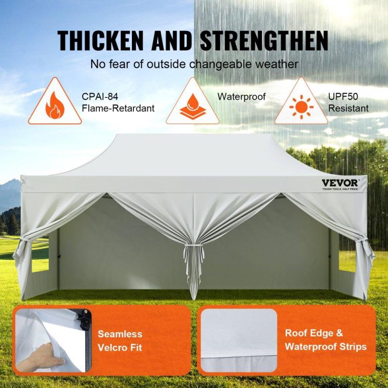 Tents | 10×20 FT Pop up Canopy with Removable Sidewalls, Instant Canopies Portable Gazebo & Wheeled Bag, UV Resistant Waterproof, Enclosed Canopy Tent for Outdoor Events, Patio, Backyard, Party, Parking White Lawn & Garden Tents