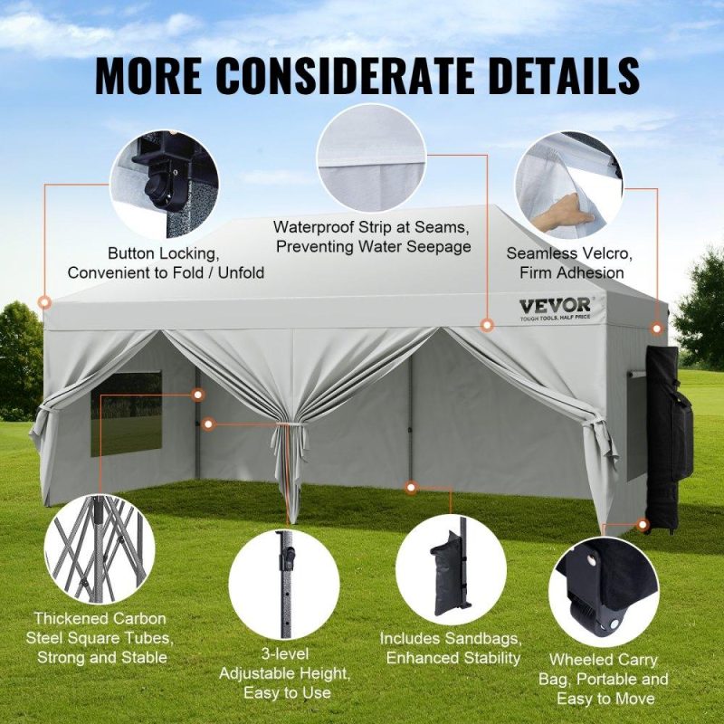 Tents | 10×20 FT Pop up Canopy with Removable Sidewalls, Instant Canopies Portable Gazebo & Wheeled Bag, UV Resistant Waterproof, Enclosed Canopy Tent for Outdoor Events, Patio, Backyard, Party, Parking White Lawn & Garden Tents