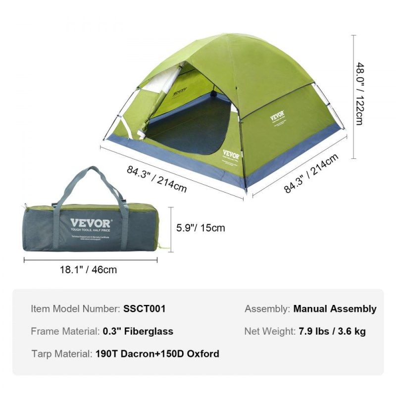 Tents | 3 Person Camping Tent, Waterproof Lightweight Backpacking Tent for Outdoor Family Camping,Hiking,Hunting, Mountaineering Travel 7’x7’x48″ Lawn & Garden Tents