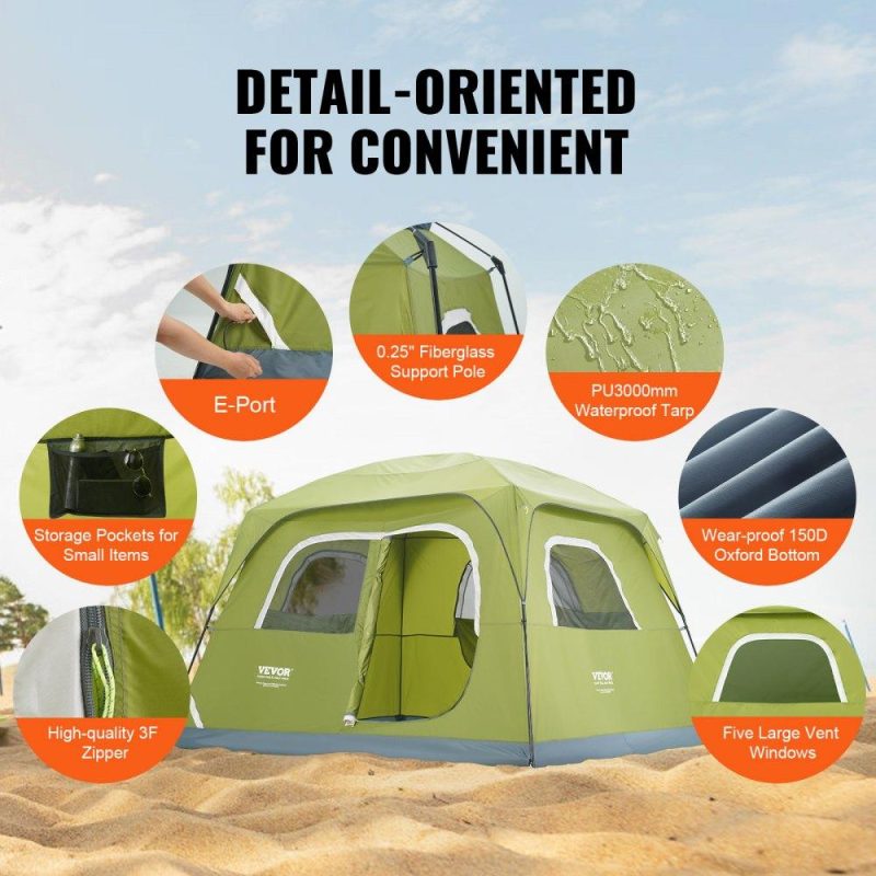 Tents | 6 Person Camping Tent, Waterproof Lightweight Backpacking Tent for Outdoor Family Camping,Roomy Interior and easy setup, Mountaineering Travel 10’x9’x78″ Lawn & Garden Tents