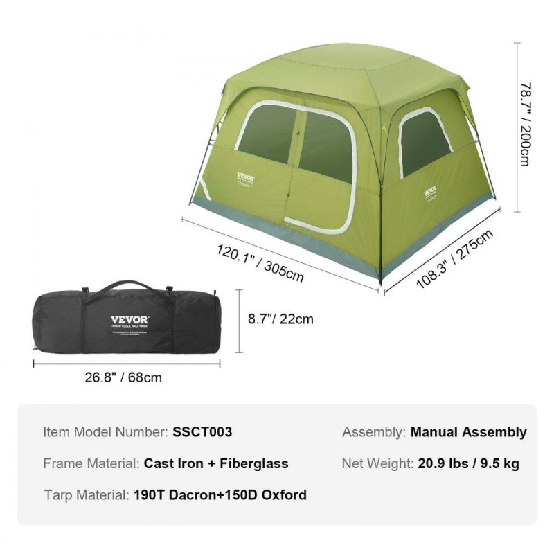 Tents | 6 Person Camping Tent, Waterproof Lightweight Backpacking Tent for Outdoor Family Camping,Roomy Interior and easy setup, Mountaineering Travel 10’x9’x78″ Lawn & Garden Tents