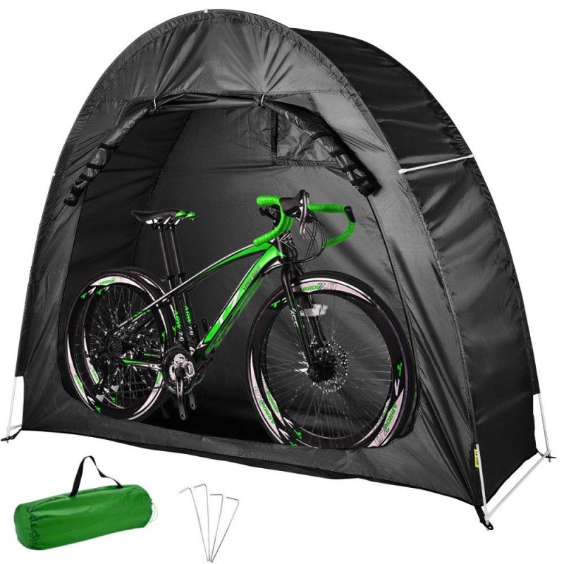 Tents | Bike Cover Storage Tent, 420D Oxford Portable for 2 Bikes, Outdoor Waterproof Anti-Dust Bicycle Storage Shed, Heavy Duty for Bikes, Lawn Mower, and Garden Tools, w/ Carry Bag and Pegs, Black Black Lawn & Garden Black