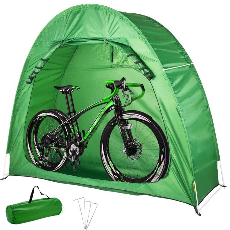 Tents | Bike Cover Storage Tent, 420D Oxford Portable for 2 Bikes, Outdoor Waterproof Anti-Dust Bicycle Storage Shed, Heavy Duty for Bikes, Lawn Mower, and Garden Tools, w/ Carry Bag and Pegs, Green Green Lawn & Garden Green