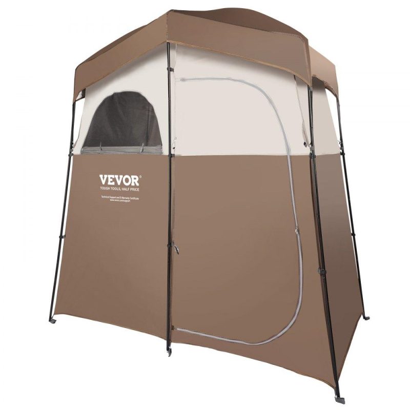 Tents | Camping Shower Tent, 83″ x 42″ x 83″ 2 Rooms Oversize Outdoor Portable Shelter, Privacy Tent with Detachable Top, Pockets, Hanging Rope and Clothesline, for Dressing, Changing, Toilet, Bathroom Lawn & Garden Tents