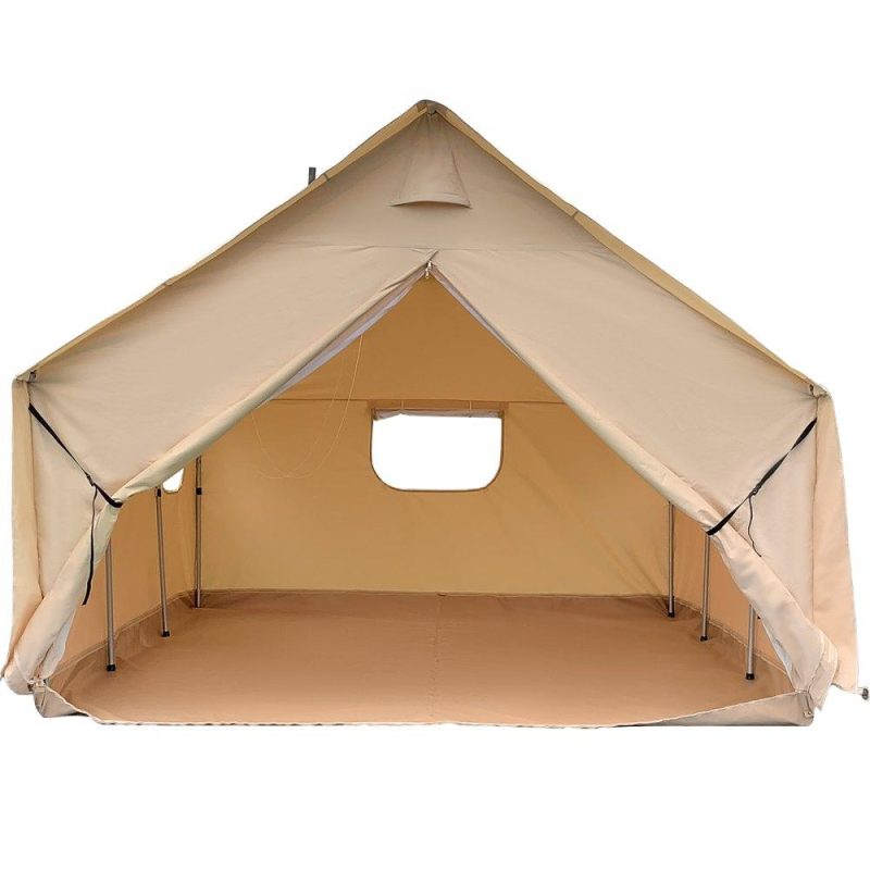 Tents | Canvas Wall Tent 10x12ft, Wall Tent with PVC Storm Flap, Large Canvas Wall Tent Waterproof, Camping Canvas Tents With Stove Hole for 6-8 people Outdoor Camping Hiking Party Hunting Lawn & Garden Tents