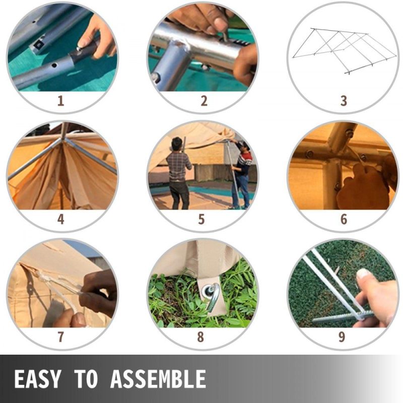 Tents | Canvas Wall Tent 10x12ft, Wall Tent with PVC Storm Flap, Large Canvas Wall Tent Waterproof, Camping Canvas Tents With Stove Hole for 6-8 people Outdoor Camping Hiking Party Hunting Lawn & Garden Tents