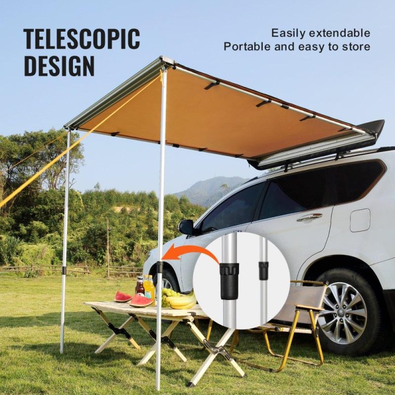 Tents | Car Side Awning, Large 4.6’x6.6′ Shade Coverage Vehicle Awning, PU3000mm UV50+ Retractable Car Awning with Waterproof Storage Bag, Suitable for Truck, SUV, Van, Campers Lawn & Garden Tents