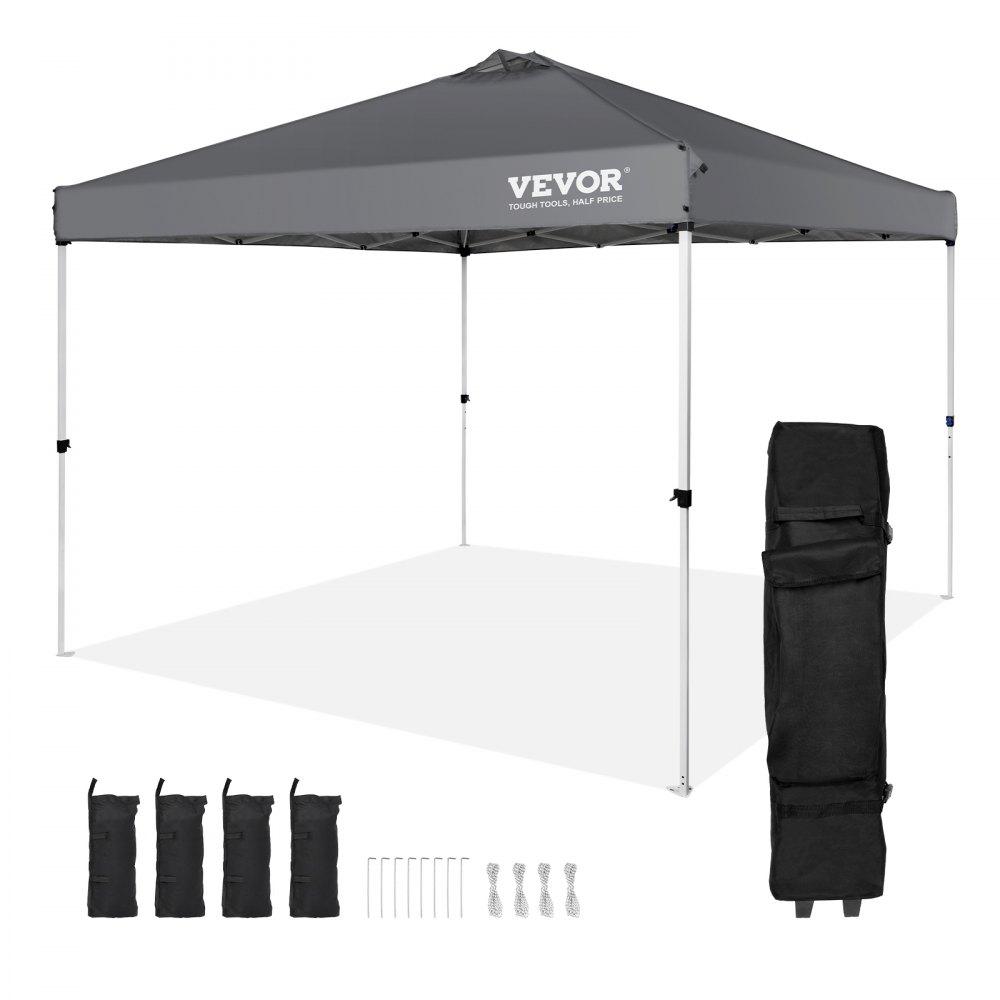 Tents | Pop Up Canopy Tent, 10 x 10 ft, 250 D PU Silver Coated Tarp, with Portable Roller Bag and 4 Sandbags, Waterproof and Sun Shelter Gazebo for Outdoor Party, Camping, Commercial Events, Dark Gray Dark Grey Lawn & Garden Dark Grey