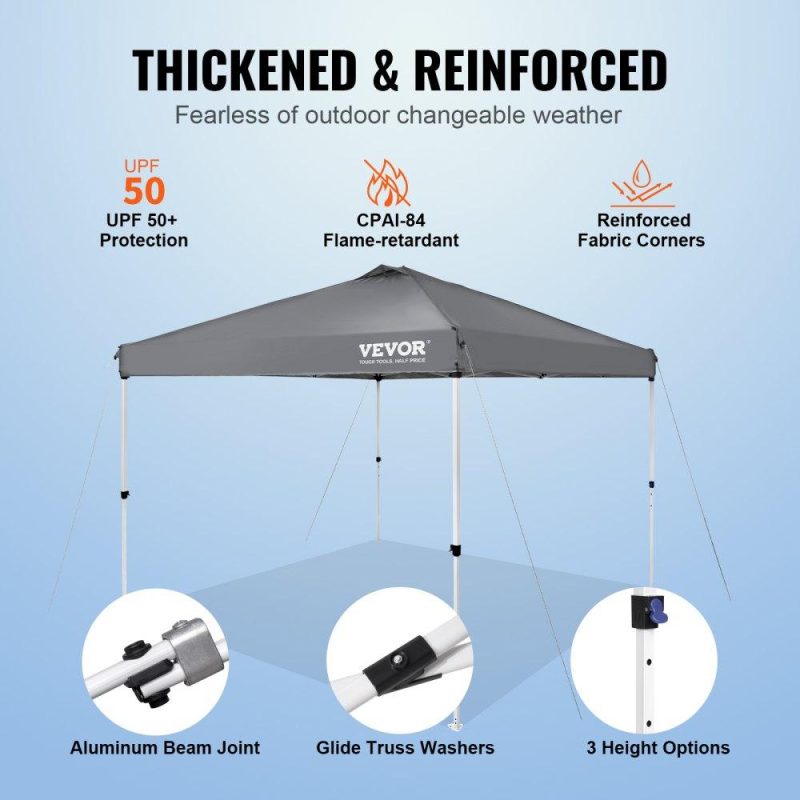 Tents | Pop Up Canopy Tent, 10 x 10 ft, 250 D PU Silver Coated Tarp, with Portable Roller Bag and 4 Sandbags, Waterproof and Sun Shelter Gazebo for Outdoor Party, Camping, Commercial Events, Dark Gray Dark Grey Lawn & Garden Dark Grey