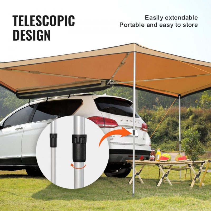 Tents | Vehicle Awning 270 Degree, 8.2′ Height Retractable Car Side Awning, PU3000mm UV50+ Car Awning with Waterproof Storage Bag, Suitable for Truck, SUV, Van, Campers Lawn & Garden Tents