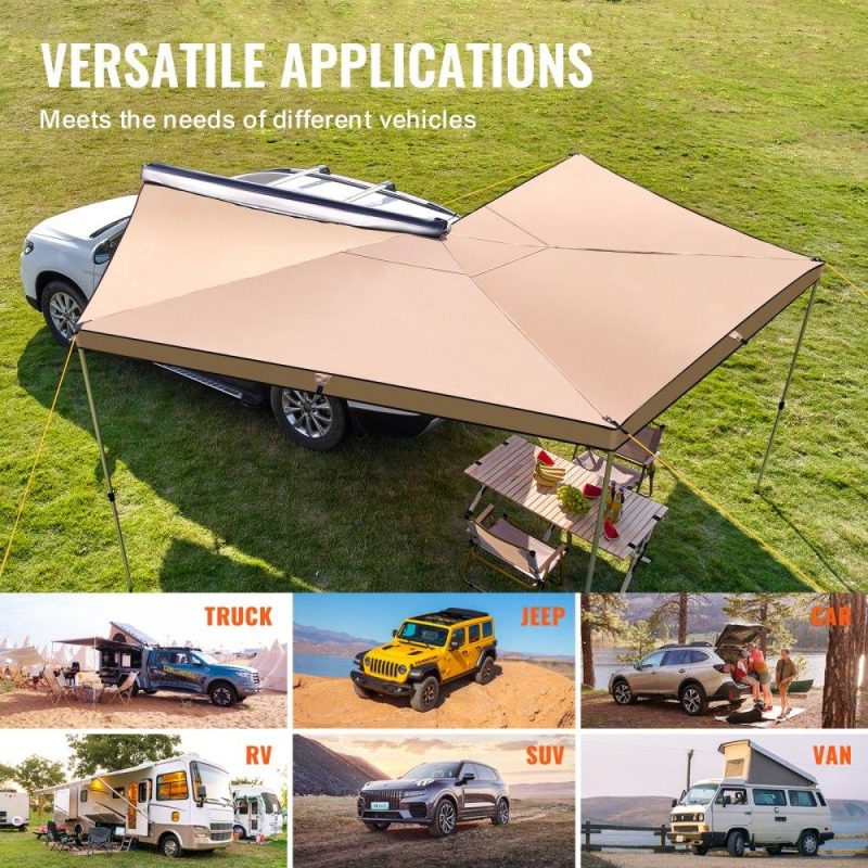 Tents | Vehicle Awning 270 Degree, 8.2′ Height Retractable Car Side Awning, PU3000mm UV50+ Car Awning with Waterproof Storage Bag, Suitable for Truck, SUV, Van, Campers Lawn & Garden Tents