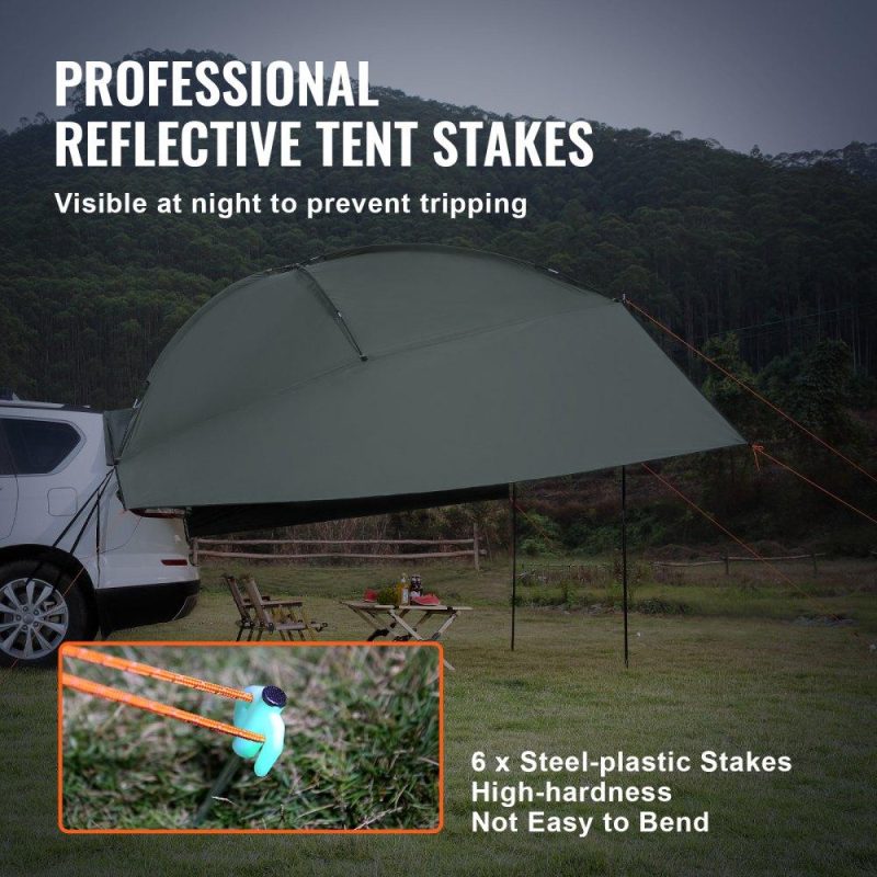 Tents | Vehicle Awning, Large 10′ x 7′ Shade Coverage Car Side Awning, PU2000mm UV50+ Car Awning with Extended Side Canopies and Portable Storage Bag, Suitable for Truck, SUV, Van, Campers Lawn & Garden Tents