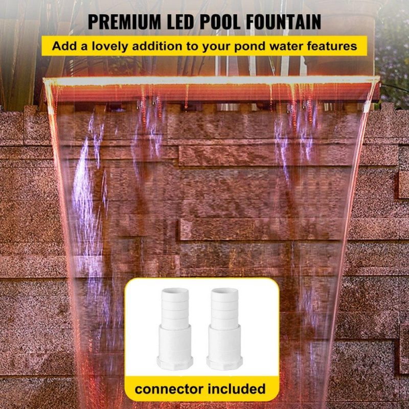 Water Gardens & Ponds | Fountain Spillway 23.6×3.2×8.1 Inch, Pool Waterfall Fountain 17 Colors Led, Pool Water Fall Kit with Remote, Pool Spillway Solid Acrylic Pool Waterfall for Garden Pond, Swimming Pool, Square Lawn & Garden Water Gardens & Ponds