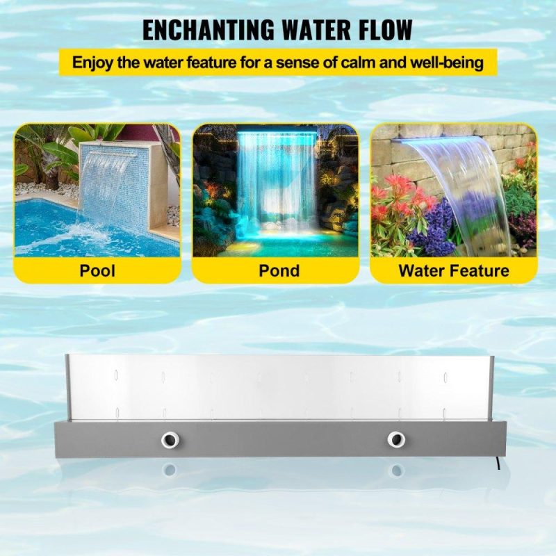 Water Gardens & Ponds | Fountain Spillway 35×3.2×8.1 Inch, Pool Waterfall Fountain 17 Colors Led, Pool Water Fall Kit with Remote, Pool Spillway Solid Acrylic Pool Waterfall for Garden Pond, Swimming Pool, Square Lawn & Garden Water Gardens & Ponds