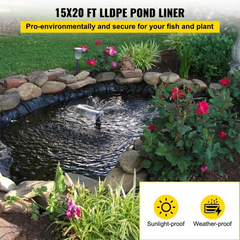 Water Gardens & Ponds | LLDPE Pond Liner 15×20 ft, Pond Liner 20 Mil, Fish Pond Liners for Waterfall, Pond and Fish Ponds Lawn & Garden Water Gardens & Ponds