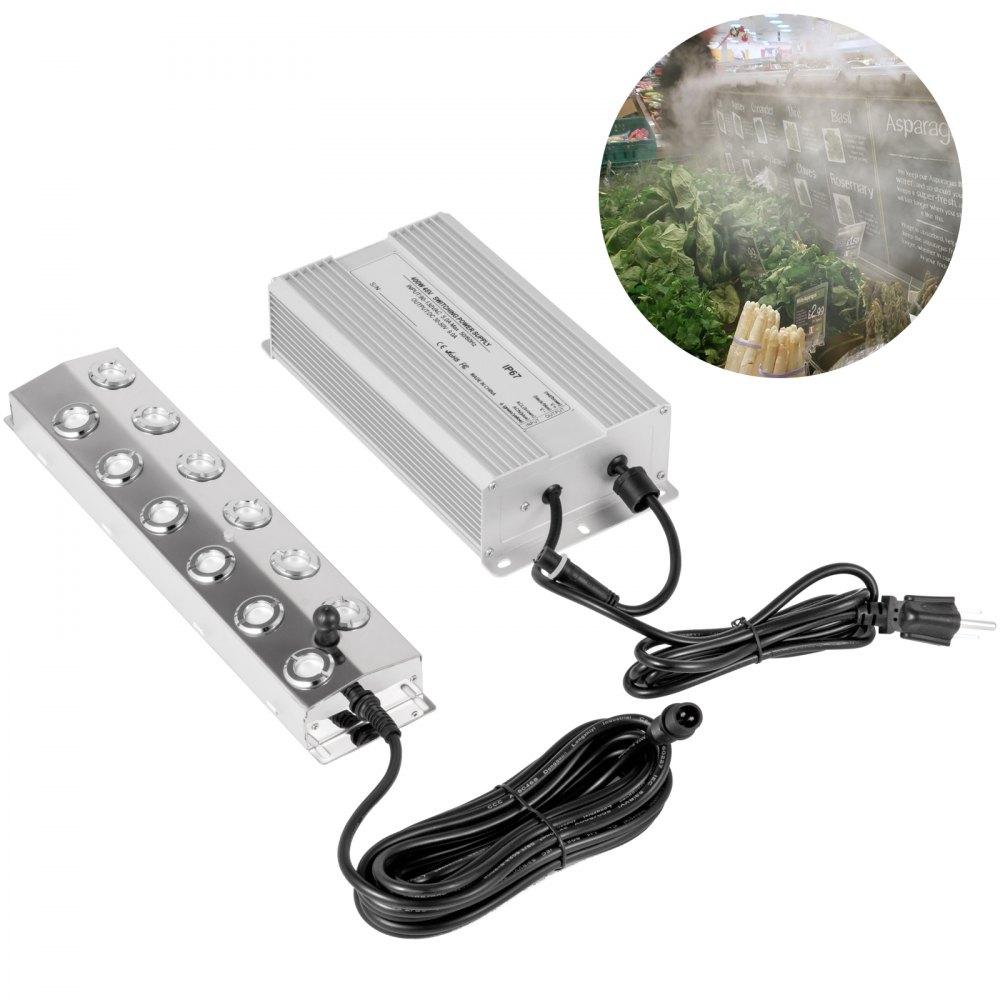 Water Gardens & Ponds | Mist Maker 12 Head Ultrasonic Mist Fogger with Waterproof Power Supply Ultrasonic Fogger Humidifier Stainless Steel Pond Mister Fogger 7kg/h Lawn & Garden Water Gardens & Ponds